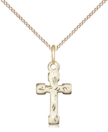 14kt Gold Filled Cross Pendant on a 18 inch Gold Filled Light Curb chain