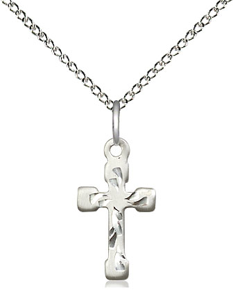 Sterling Silver Cross Pendant on a 18 inch Sterling Silver Light Curb chain