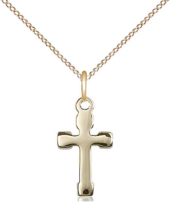 14kt Gold Filled Cross Pendant on a 18 inch Gold Filled Light Curb chain