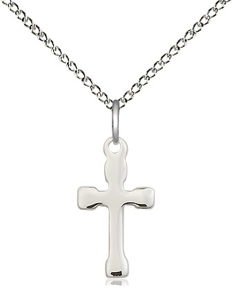 Sterling Silver Cross Pendant on a 18 inch Sterling Silver Light Curb chain