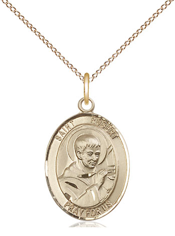 14kt Gold Filled Saint Robert Bellarmine Pendant on a 18 inch Gold Filled Light Curb chain