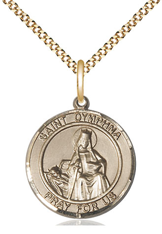 14kt Gold Filled Saint Dymphna Pendant on a 18 inch Gold Plate Light Curb chain