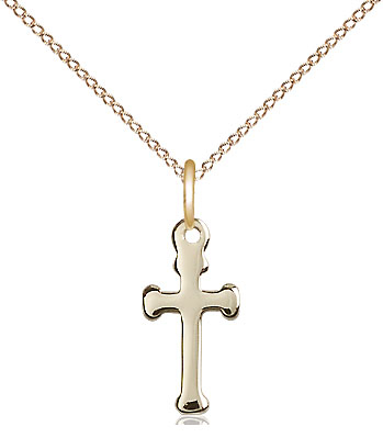 14kt Gold Filled Cross Pendant on a 18 inch Gold Filled Light Curb chain