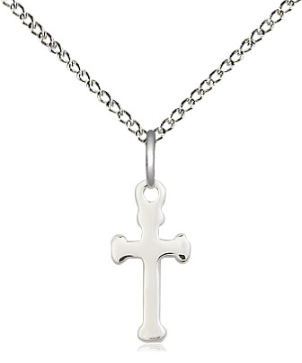 Sterling Silver Cross Pendant on a 18 inch Sterling Silver Light Curb chain