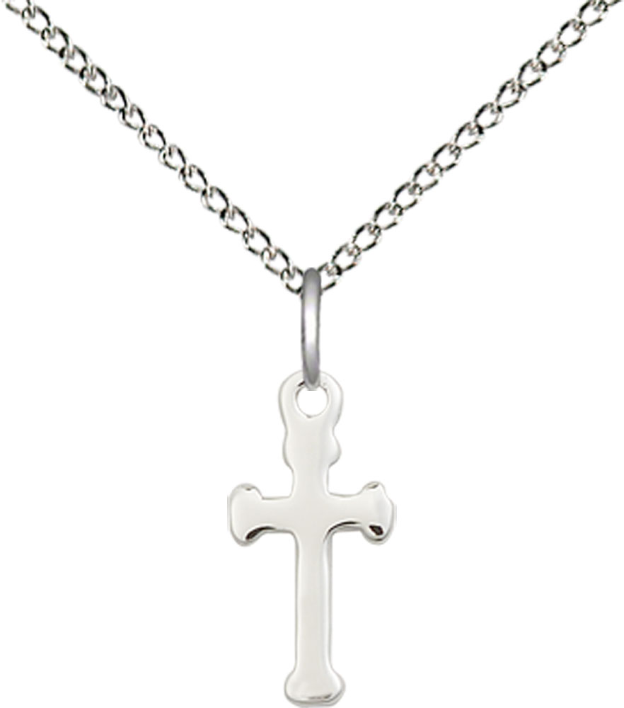 Sterling Silver Cross Pendant on a 18 inch Sterling Silver Light Curb chain