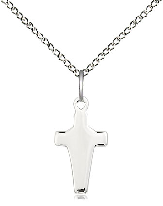 Sterling Silver Cross Pendant on a 18 inch Sterling Silver Light Curb chain