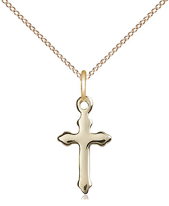 14kt Gold Filled Cross Pendant on a 18 inch Gold Filled Light Curb chain