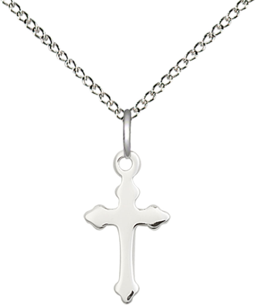 Sterling Silver Cross Pendant on a 18 inch Sterling Silver Light Curb chain