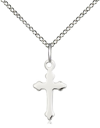 Sterling Silver Cross Pendant on a 18 inch Sterling Silver Light Curb chain