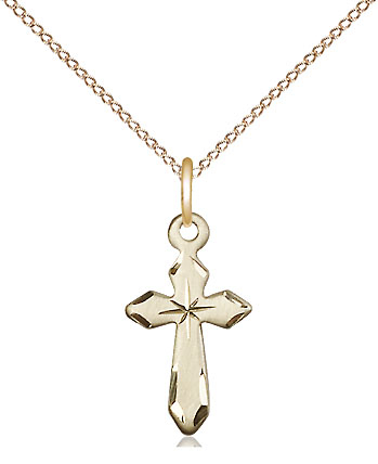 14kt Gold Filled Cross Pendant on a 18 inch Gold Filled Light Curb chain