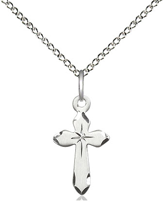 Sterling Silver Cross Pendant on a 18 inch Sterling Silver Light Curb chain