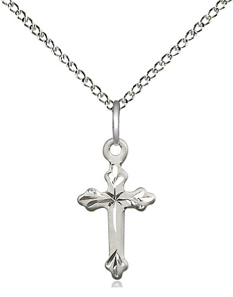 Sterling Silver Cross Pendant on a 18 inch Sterling Silver Light Curb chain