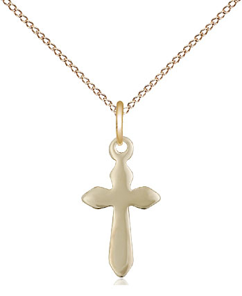 14kt Gold Filled Cross Pendant on a 18 inch Gold Filled Light Curb chain