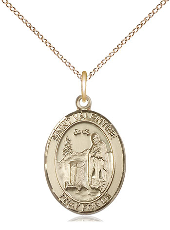 14kt Gold Filled Saint Valentine of Rome Pendant on a 18 inch Gold Filled Light Curb chain
