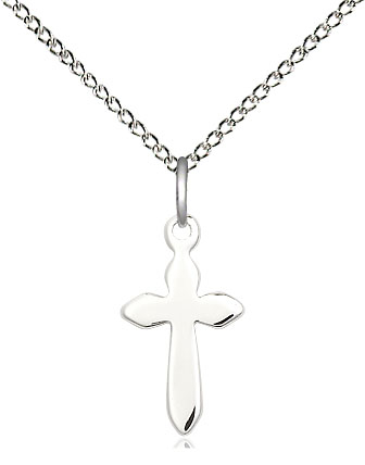 Sterling Silver Cross Pendant on a 18 inch Sterling Silver Light Curb chain