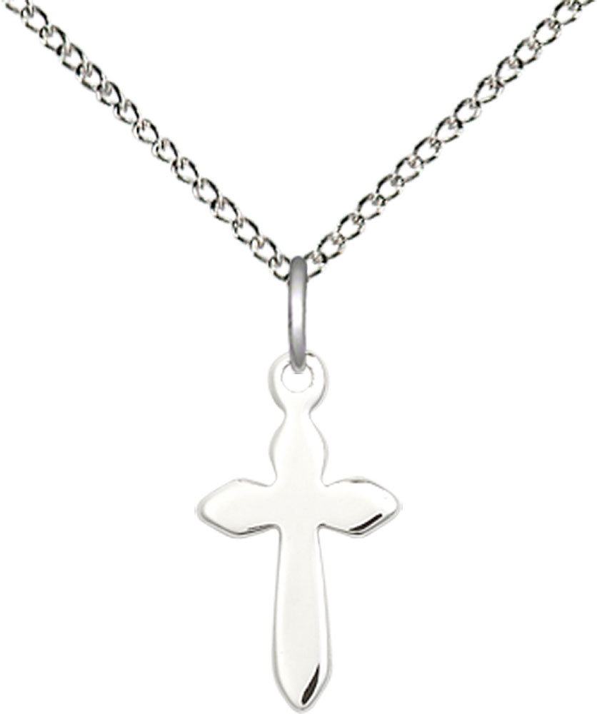 Sterling Silver Cross Pendant on a 18 inch Sterling Silver Light Curb chain
