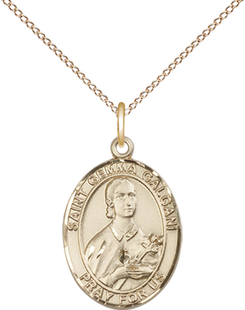 14kt Gold Filled Saint Gemma Galgani Pendant on a 18 inch Gold Filled Light Curb chain