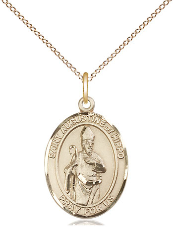 14kt Gold Filled Saint Augustine of Hippo Pendant on a 18 inch Gold Filled Light Curb chain