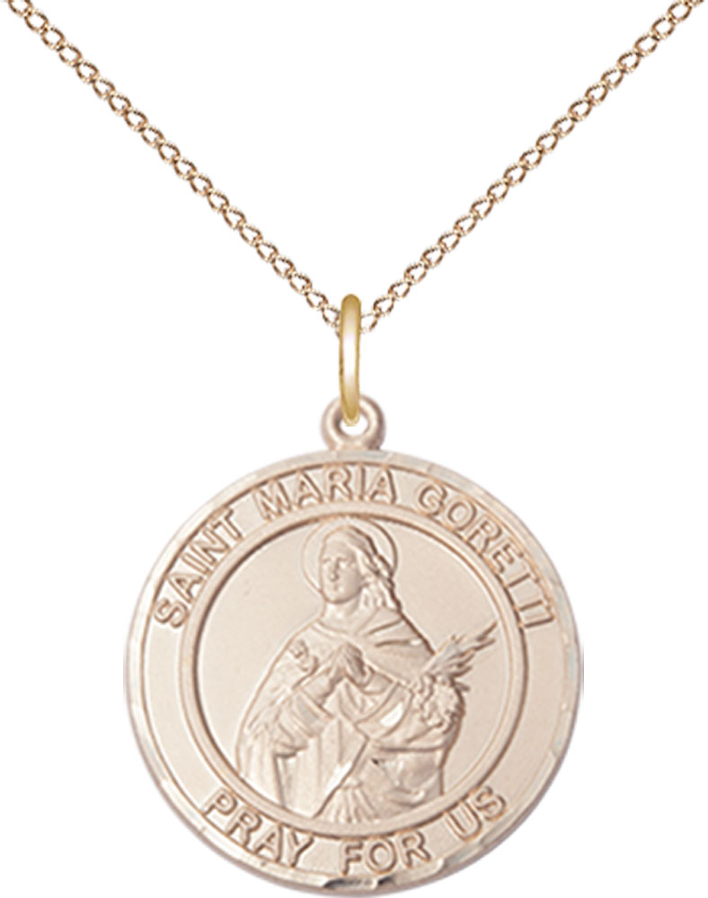14kt Gold Filled Saint Maria Goretti Pendant on a 18 inch Gold Filled Light Curb chain