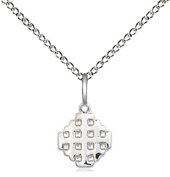 Sterling Silver Jerusalem Cross Pendant on a 18 inch Sterling Silver Light Curb chain