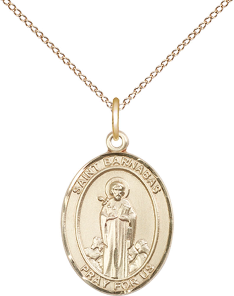 14kt Gold Filled Saint Barnabas Pendant on a 18 inch Gold Filled Light Curb chain