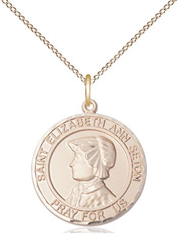 14kt Gold Filled Saint Elizabeth Ann Seton Pendant on a 18 inch Gold Filled Light Curb chain