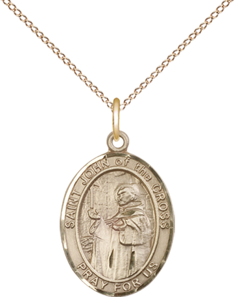 14kt Gold Filled Saint John of the Cross Pendant on a 18 inch Gold Filled Light Curb chain