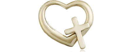 14kt Gold Heart Cross Medal