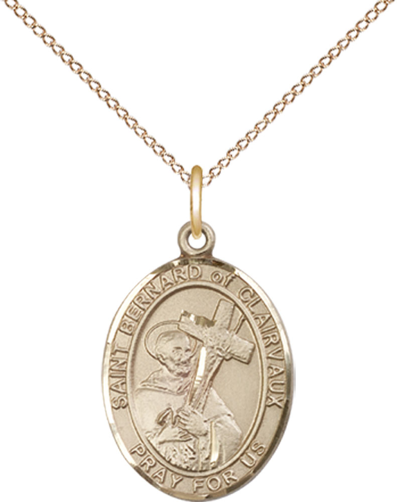 14kt Gold Filled Saint Bernard of Clairvaux Pendant on a 18 inch Gold Filled Light Curb chain