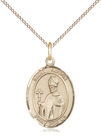 14kt Gold Filled Saint Austin Pendant on a 18 inch Gold Filled Light Curb chain