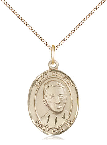 14kt Gold Filled Saint Eugene de Mazenod Pendant on a 18 inch Gold Filled Light Curb chain