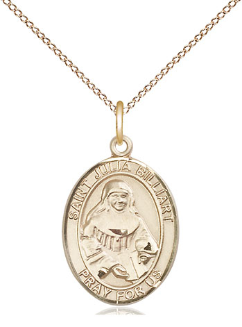 14kt Gold Filled Saint Julia Billiart Pendant on a 18 inch Gold Filled Light Curb chain