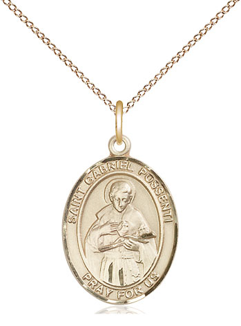 14kt Gold Filled Saint Gabriel Possenti Pendant on a 18 inch Gold Filled Light Curb chain