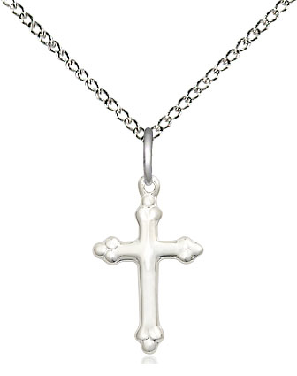 Sterling Silver Cross Pendant on a 18 inch Sterling Silver Light Curb chain