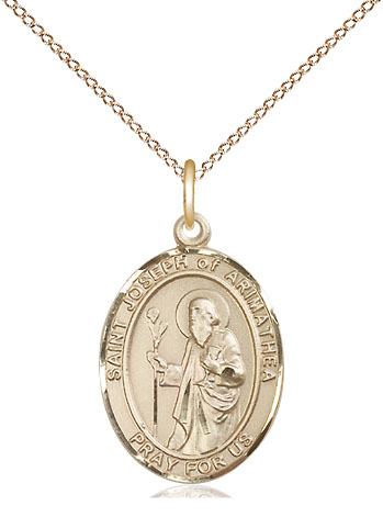 14kt Gold Filled Saint Joseph of Arimathea Pendant on a 18 inch Gold Filled Light Curb chain