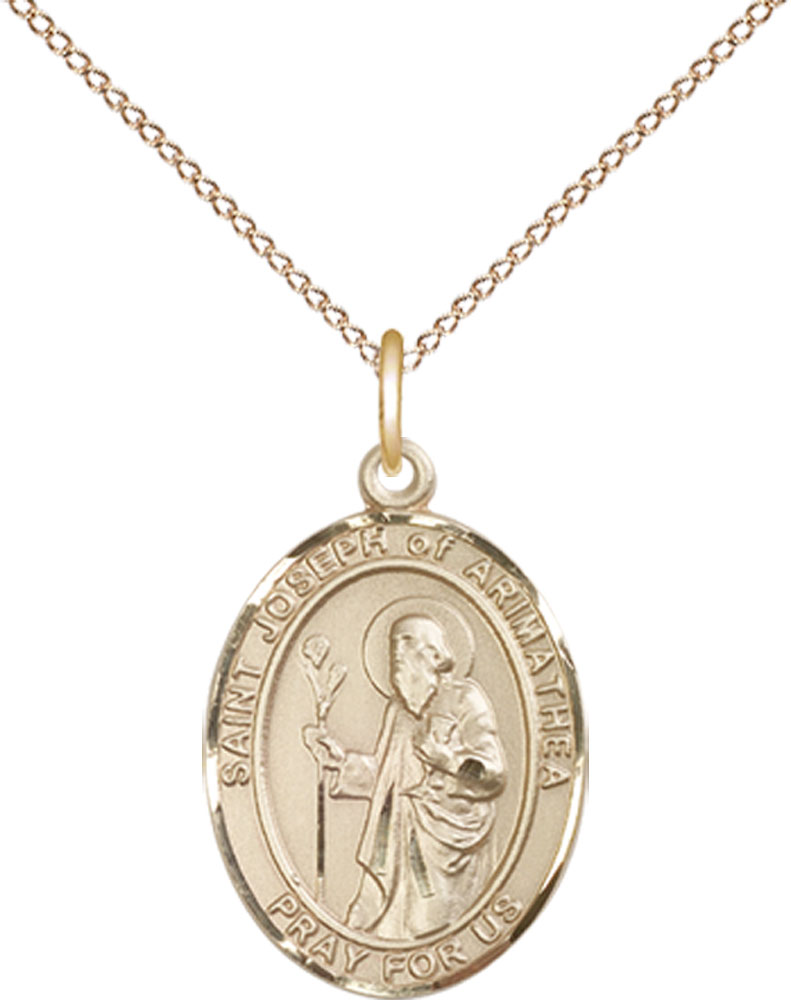 14kt Gold Filled Saint Joseph of Arimathea Pendant on a 18 inch Gold Filled Light Curb chain