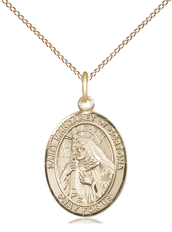 14kt Gold Filled Saint Margaret of Cortona Pendant on a 18 inch Gold Filled Light Curb chain
