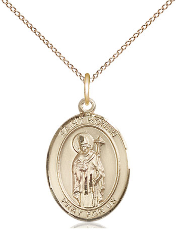 14kt Gold Filled Saint Ronan Pendant on a 18 inch Gold Filled Light Curb chain