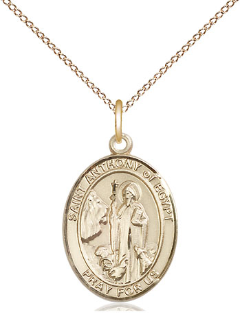 14kt Gold Filled Saint Anthony of Egypt Pendant on a 18 inch Gold Filled Light Curb chain