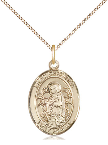 14kt Gold Filled Saint Christina the Astonishing Pendant on a 18 inch Gold Filled Light Curb chain