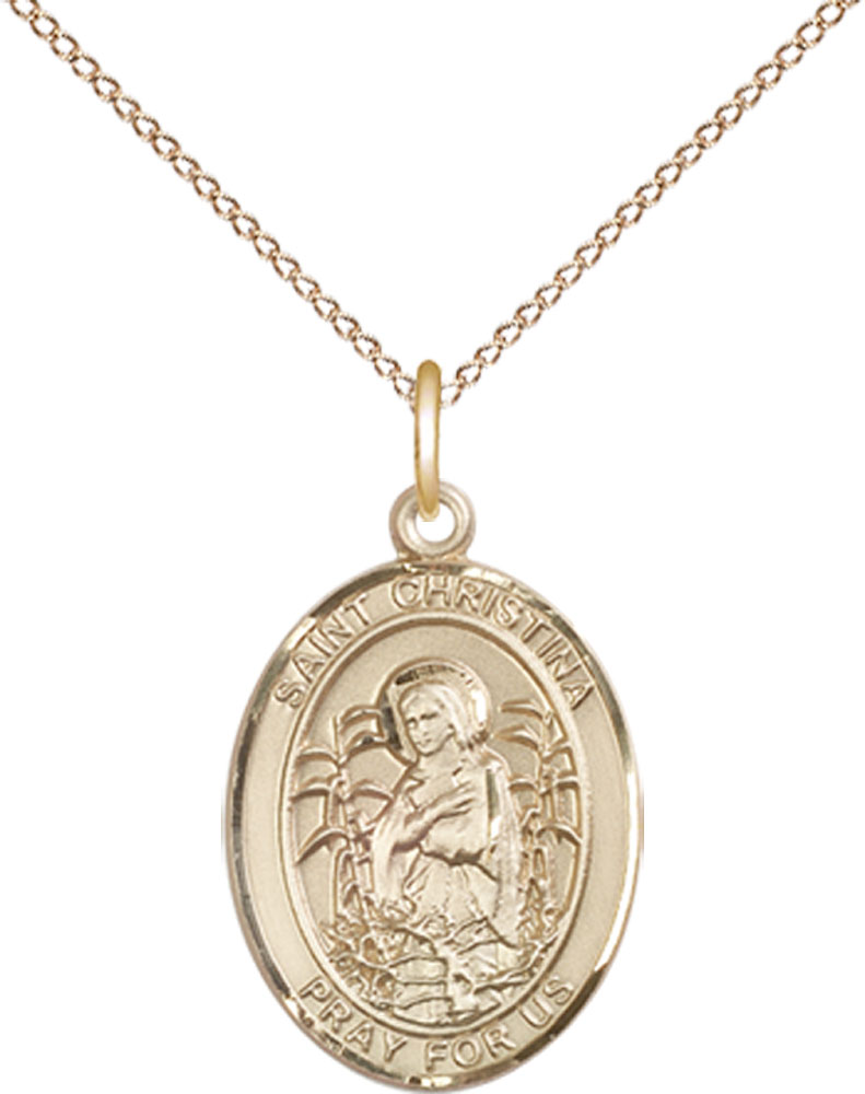 14kt Gold Filled Saint Christina the Astonishing Pendant on a 18 inch Gold Filled Light Curb chain