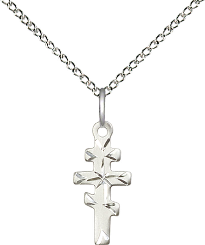 Sterling Silver Greek Orthadox Cross Pendant on a 18 inch Sterling Silver Light Curb chain