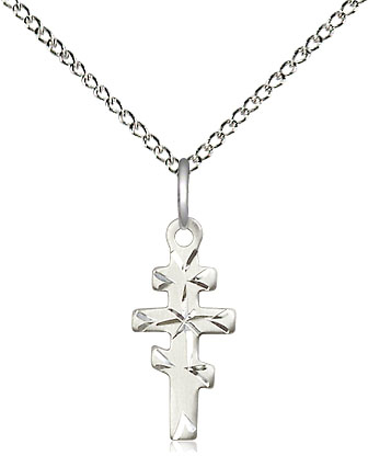 Sterling Silver Greek Orthadox Cross Pendant on a 18 inch Sterling Silver Light Curb chain