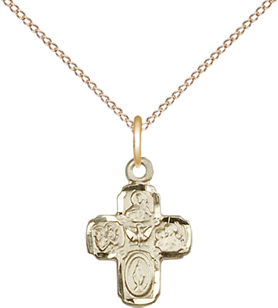 14kt Gold Filled 4-Way Pendant on a 18 inch Gold Filled Light Curb chain