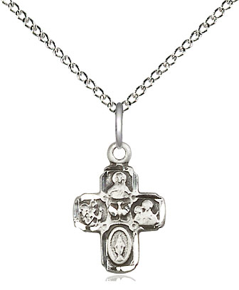 Sterling Silver 4-Way Pendant on a 18 inch Sterling Silver Light Curb chain