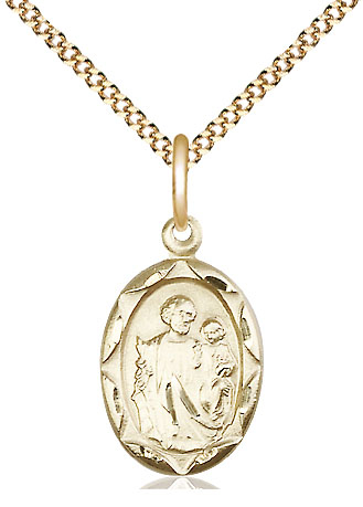 14kt Gold Filled Saint Joseph Pendant on a 18 inch Gold Plate Light Curb chain