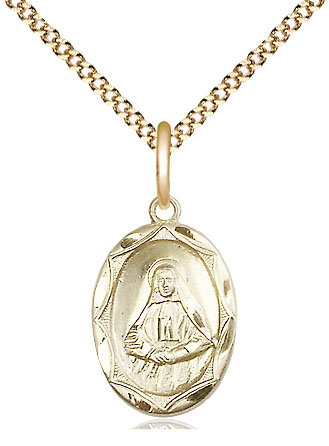 14kt Gold Filled Saint Frances Cabrini Pendant on a 18 inch Gold Plate Light Curb chain