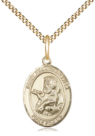 14kt Gold Filled Saint Francis Xavier Pendant on a 18 inch Gold Plate Light Curb chain