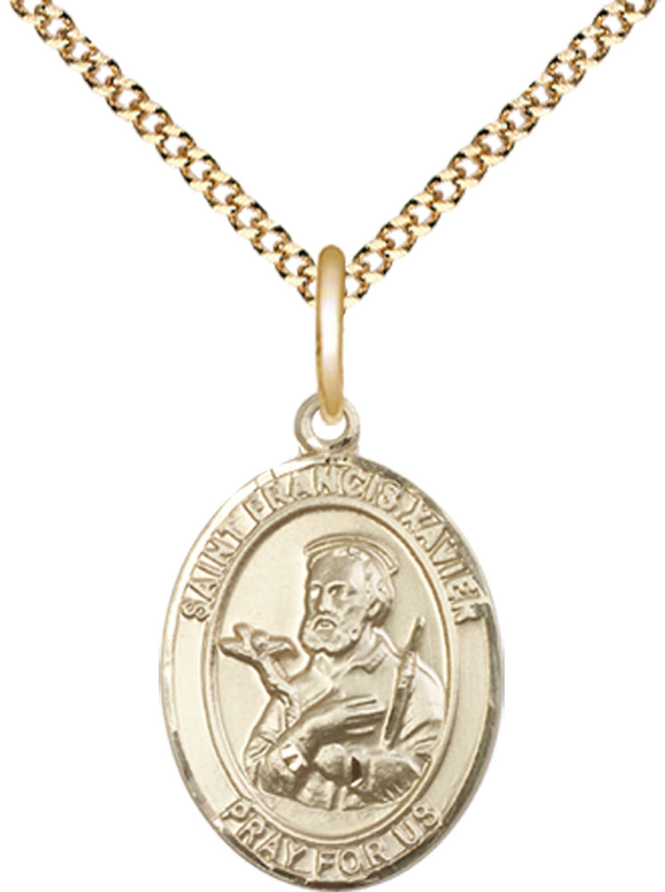 14kt Gold Filled Saint Francis Xavier Pendant on a 18 inch Gold Plate Light Curb chain