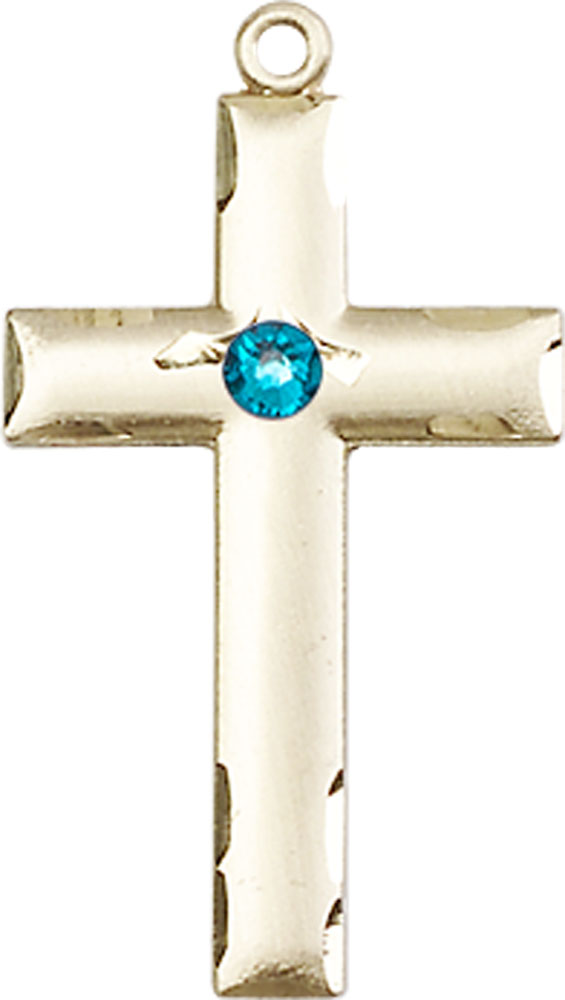 14kt Gold Filled Cross Medal with a 3mm Zircon Swarovski stone